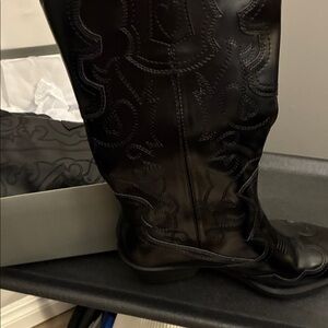 Black Embroidered Cowboy Boots